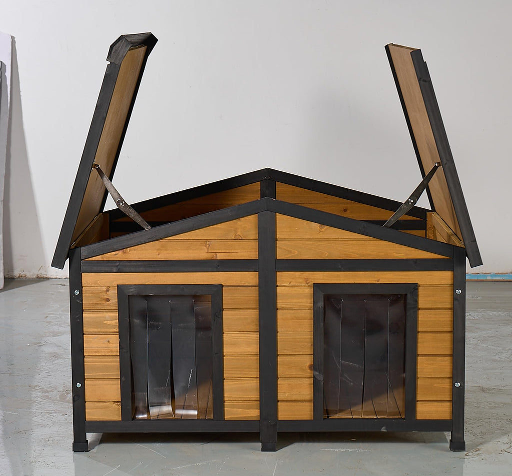 Large Wooden 2-Tier Rabbit Cage with Waterproof Roof X453034