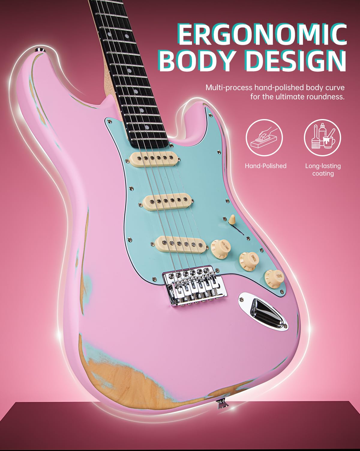 39" Pink & Blue Electric Guitar F833