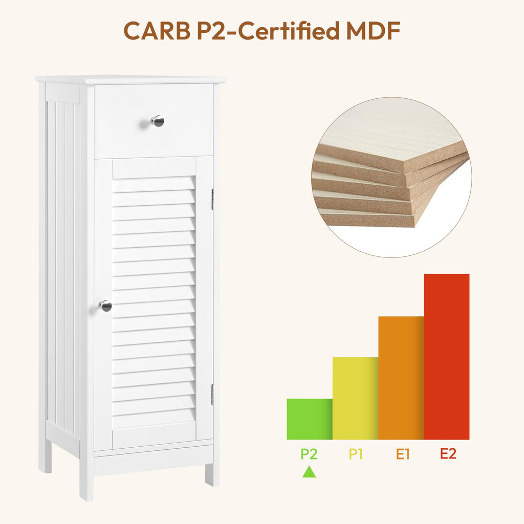 White Bathroom Storage Cabinet with Drawer Y9732