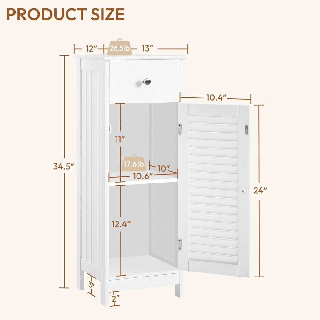 White Bathroom Storage Cabinet with Drawer Y9732