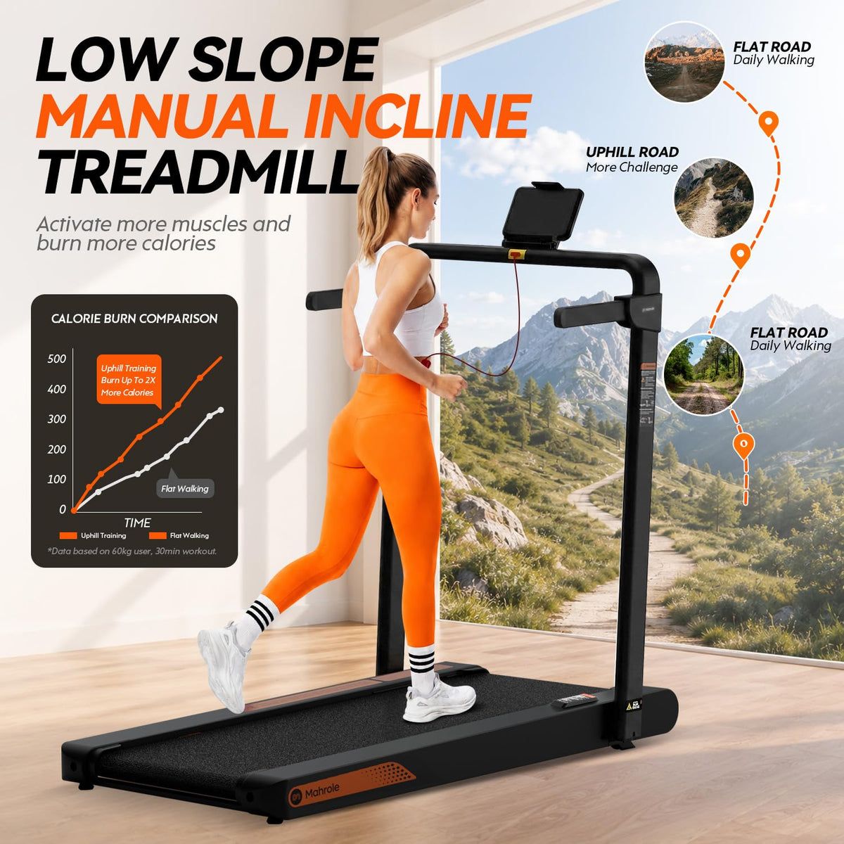 Foldable Treadmill with Vibration Plate H783