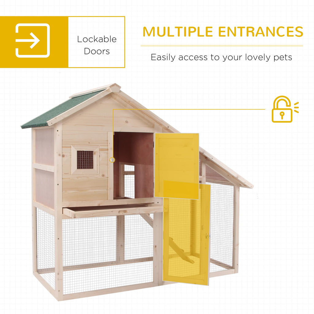 55" 2-Tier Wooden Rabbit Hutch with Ramp D18111