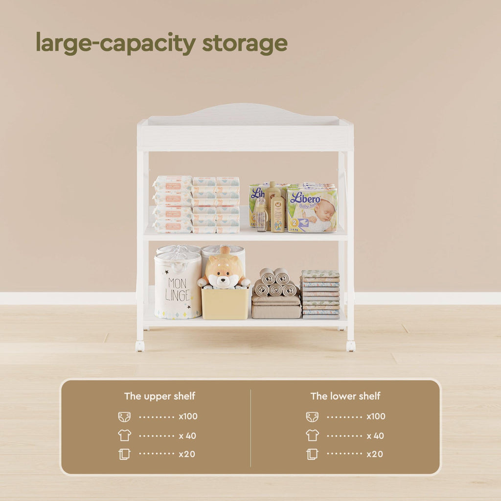 White Baby Changing Table with Pad W86169