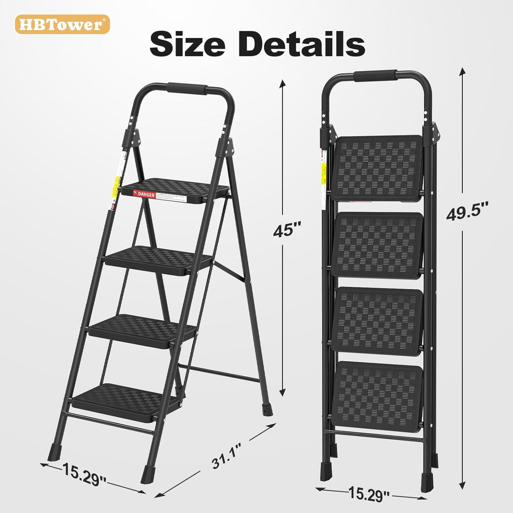 4 Step Ladder with Anti-Slip Pedal and Cushioned Handle W7139