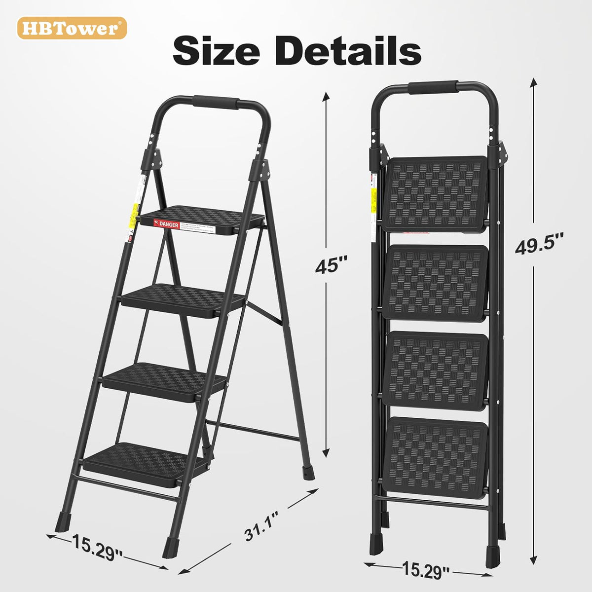 4 Step Ladder with Anti-Slip Pedal and Cushioned Handle W7139
