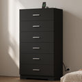 Black 6 Drawer Wood Dresser with Power Outlets K322480