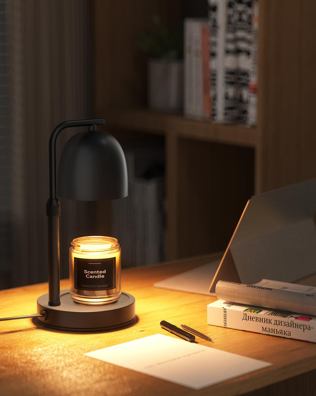 Black Adjustable Height Dimmable Candle Warmer Lamp with Timer U15712