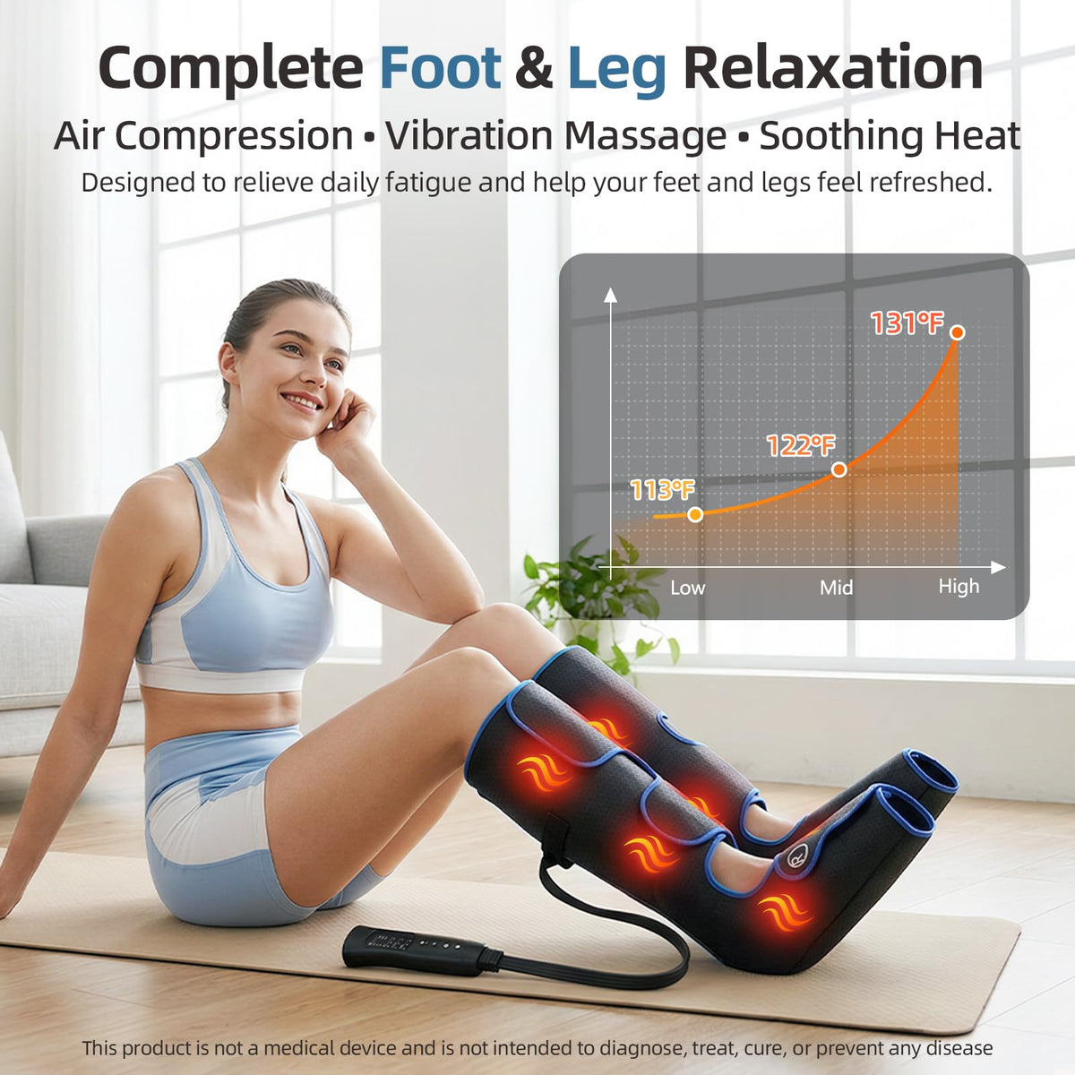 Air Compression Leg Massager with Heat T7006