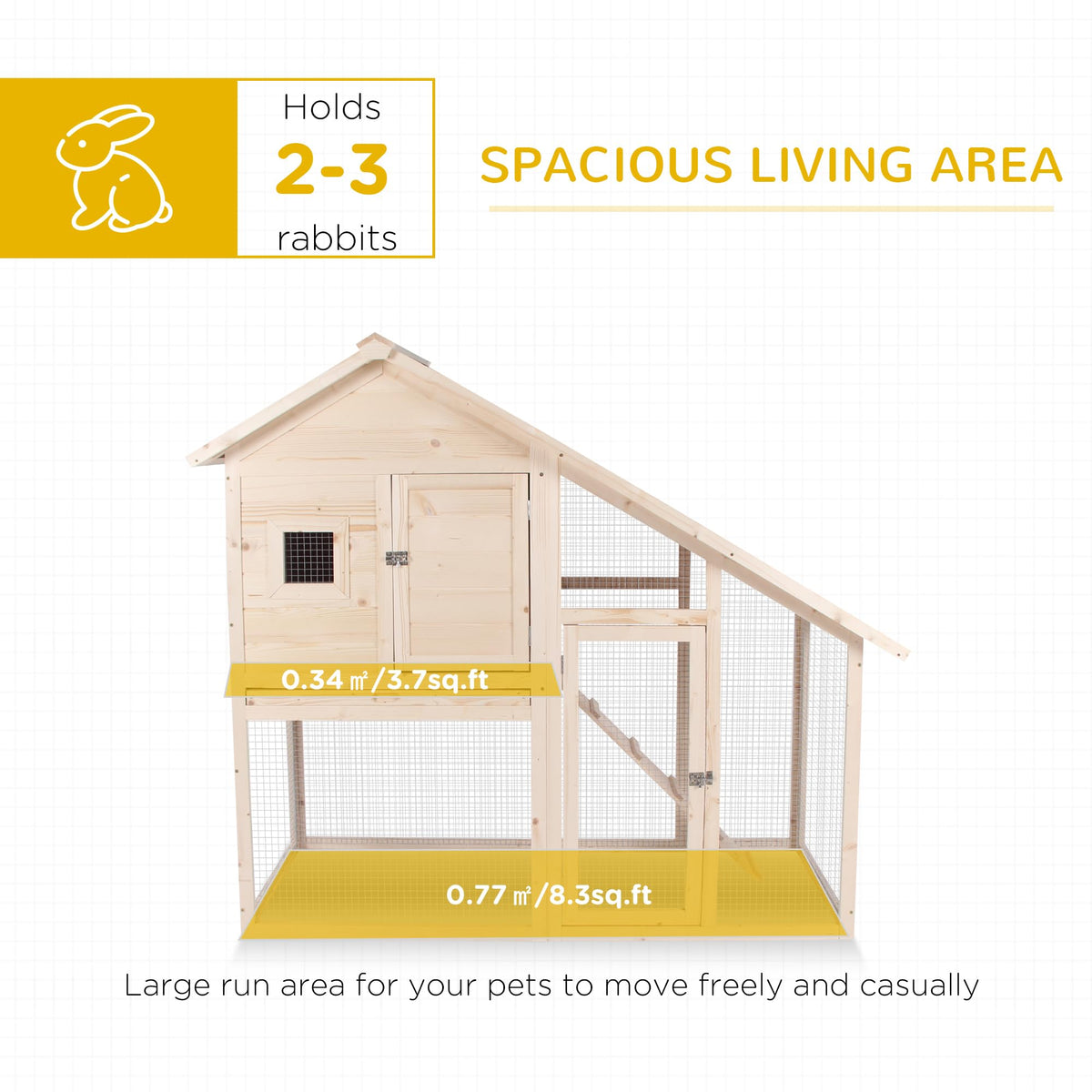 55" 2-Tier Wooden Rabbit Hutch with Ramp D233558