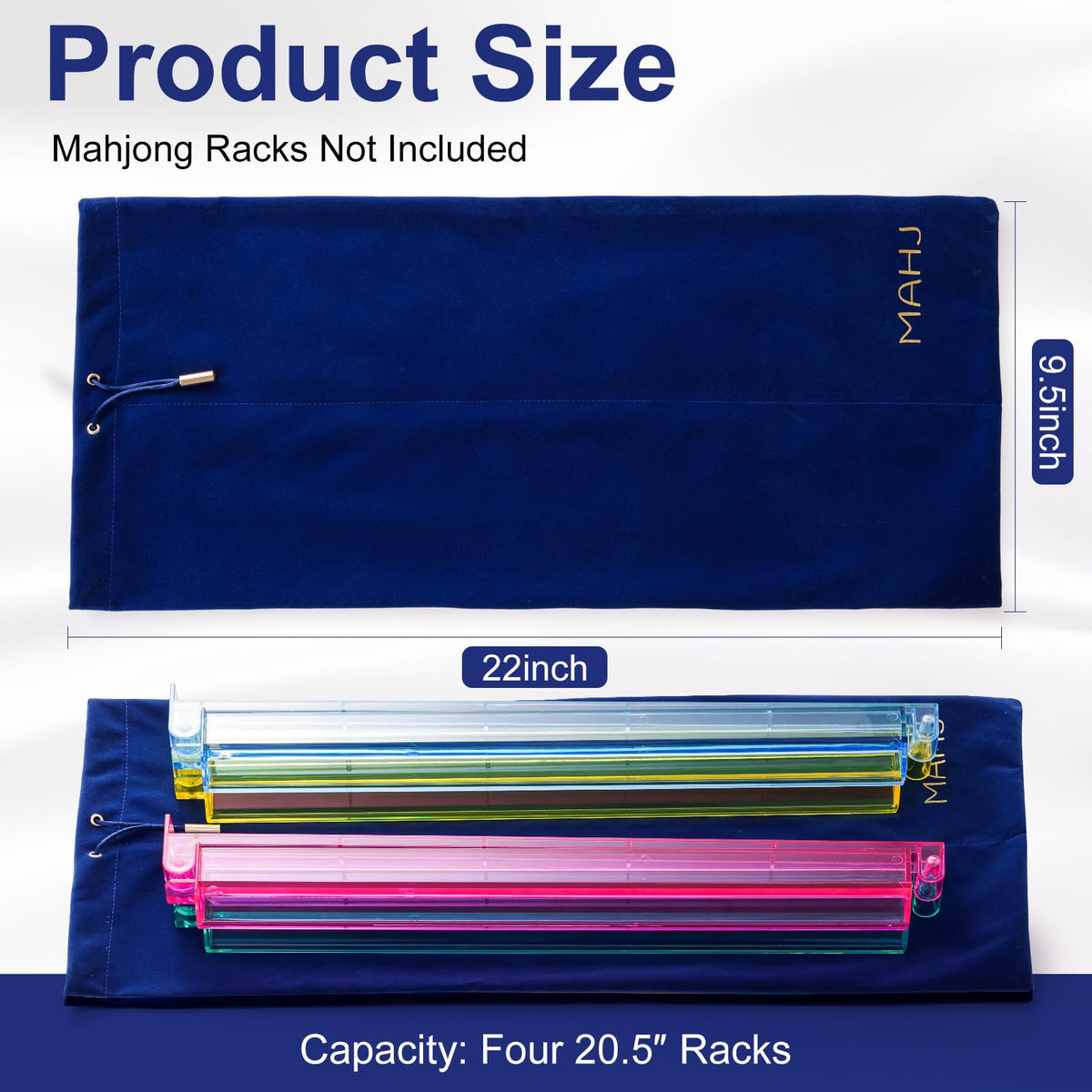 Blue Velvet Drawstring Storage Bag with 2 Compartments W471