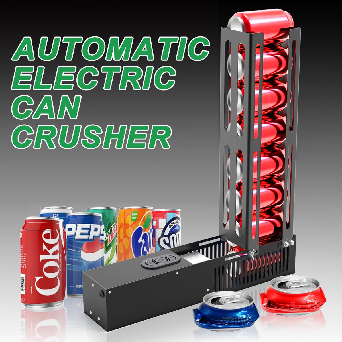 Electric Can Crusher, 8 Cans at a Time, Heavy Duty for 12oz & 16oz Cans A750995