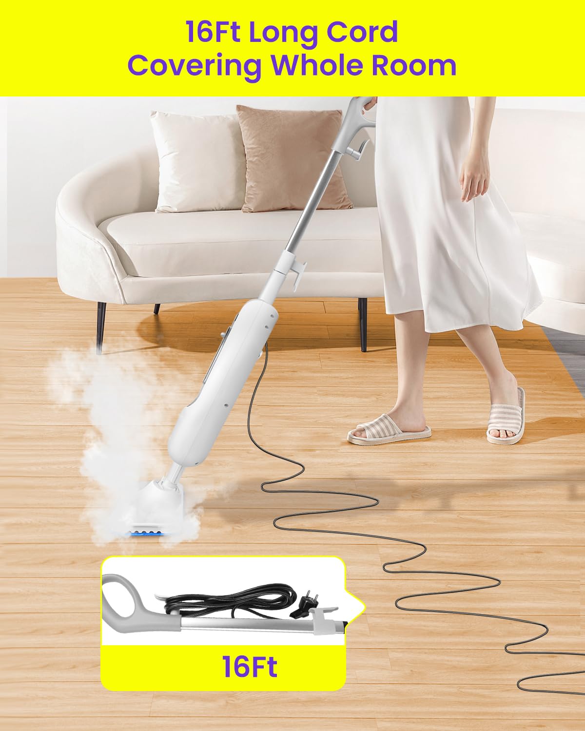 1500W Steam Mop for Hardwood and Tile B47103