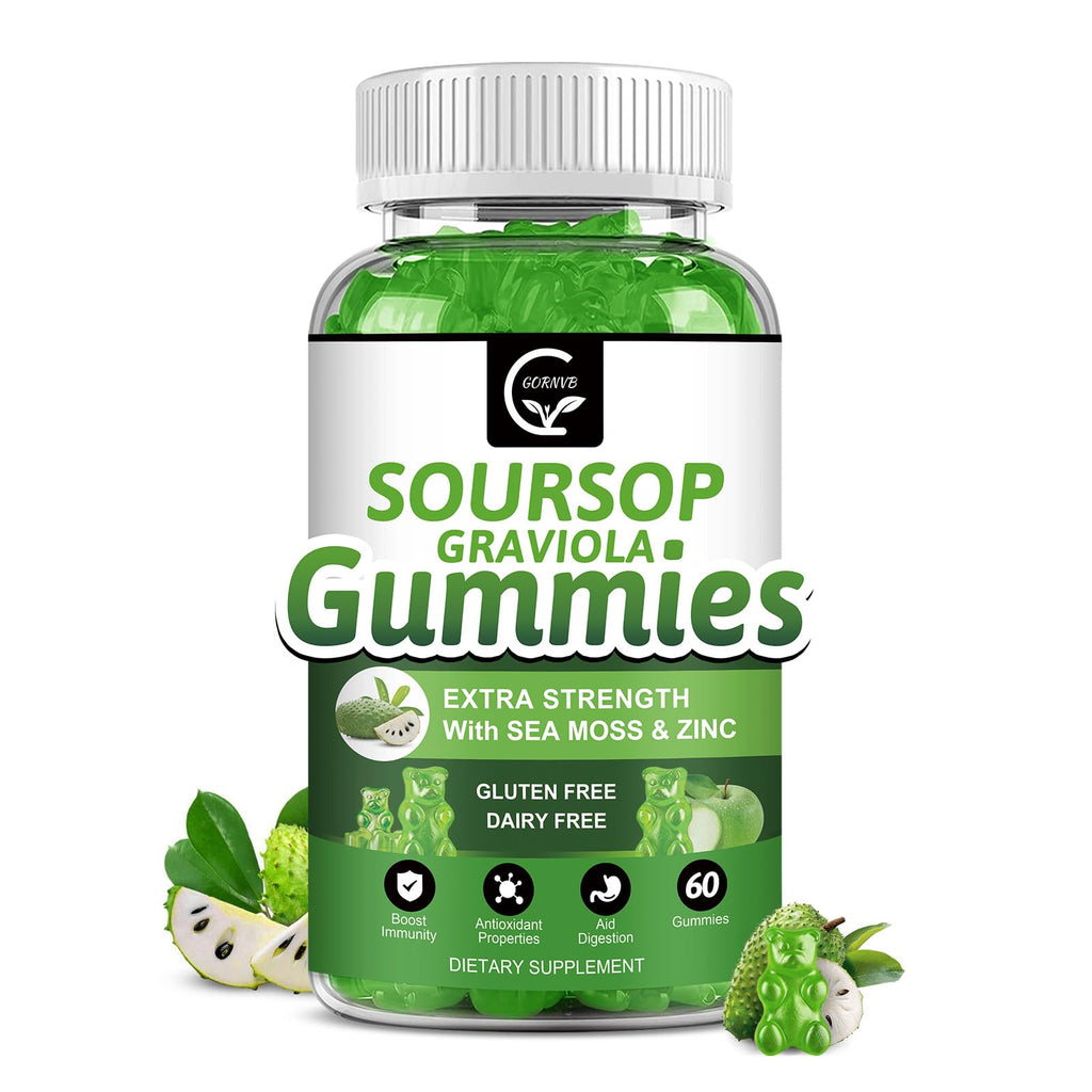 Organic Soursop Graviola Gummies 2200mg with Sea Moss Zinc Vitamin C 60 Gummies H99073