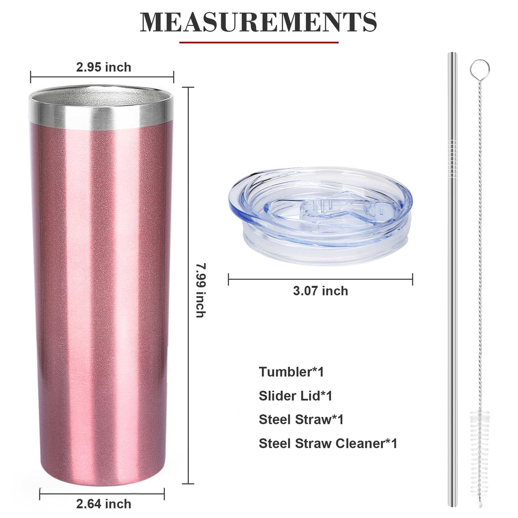 20 oz Stainless Steel Vacuum Insulated Tumbler with Lid and Straw T4888