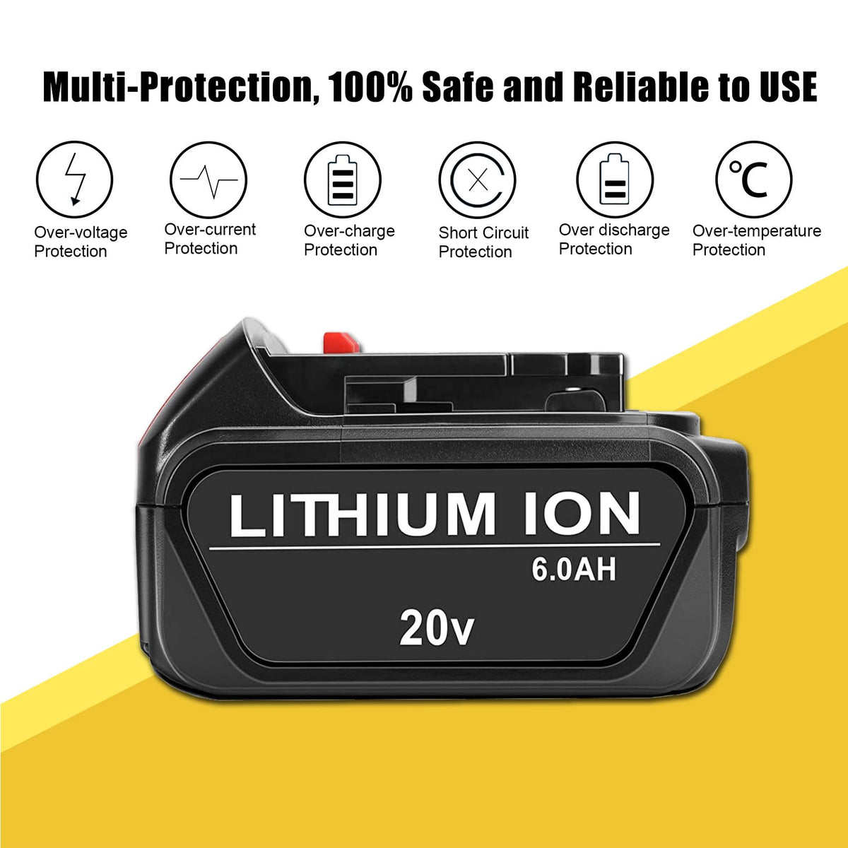2 Pack 6.0Ah Replace Battery for 20V MAX Cordless Power Tools O8296