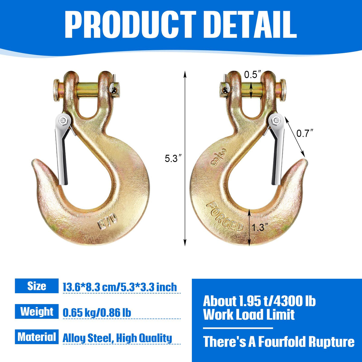 3/8 Clevis Slip Hook with Safety Latch E702