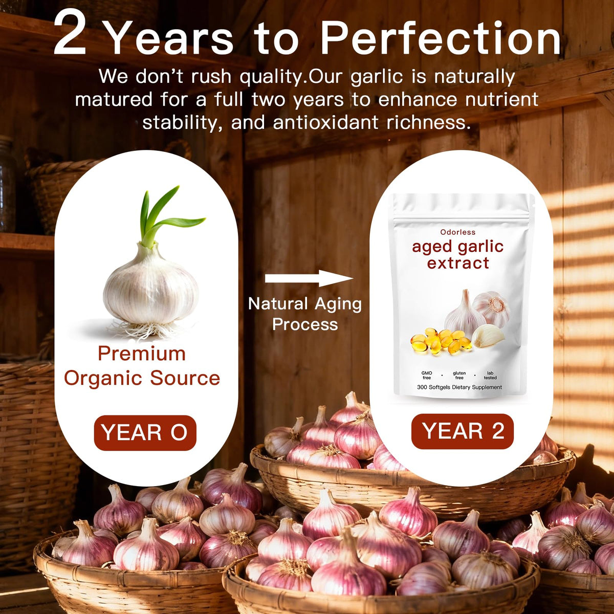 Odorless Organic Garlic Capsules 300 Count I760