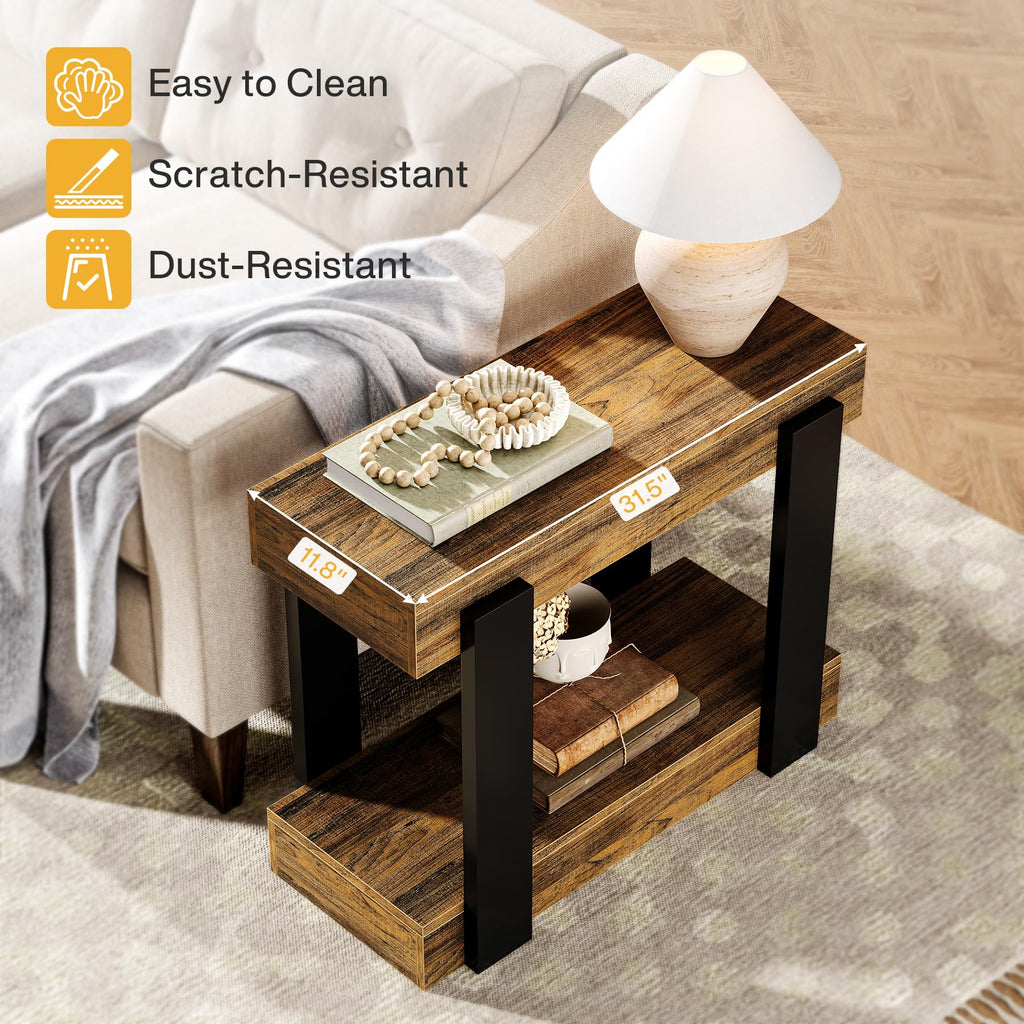 2-Tier Narrow End Table with Storage Shelf Z7826