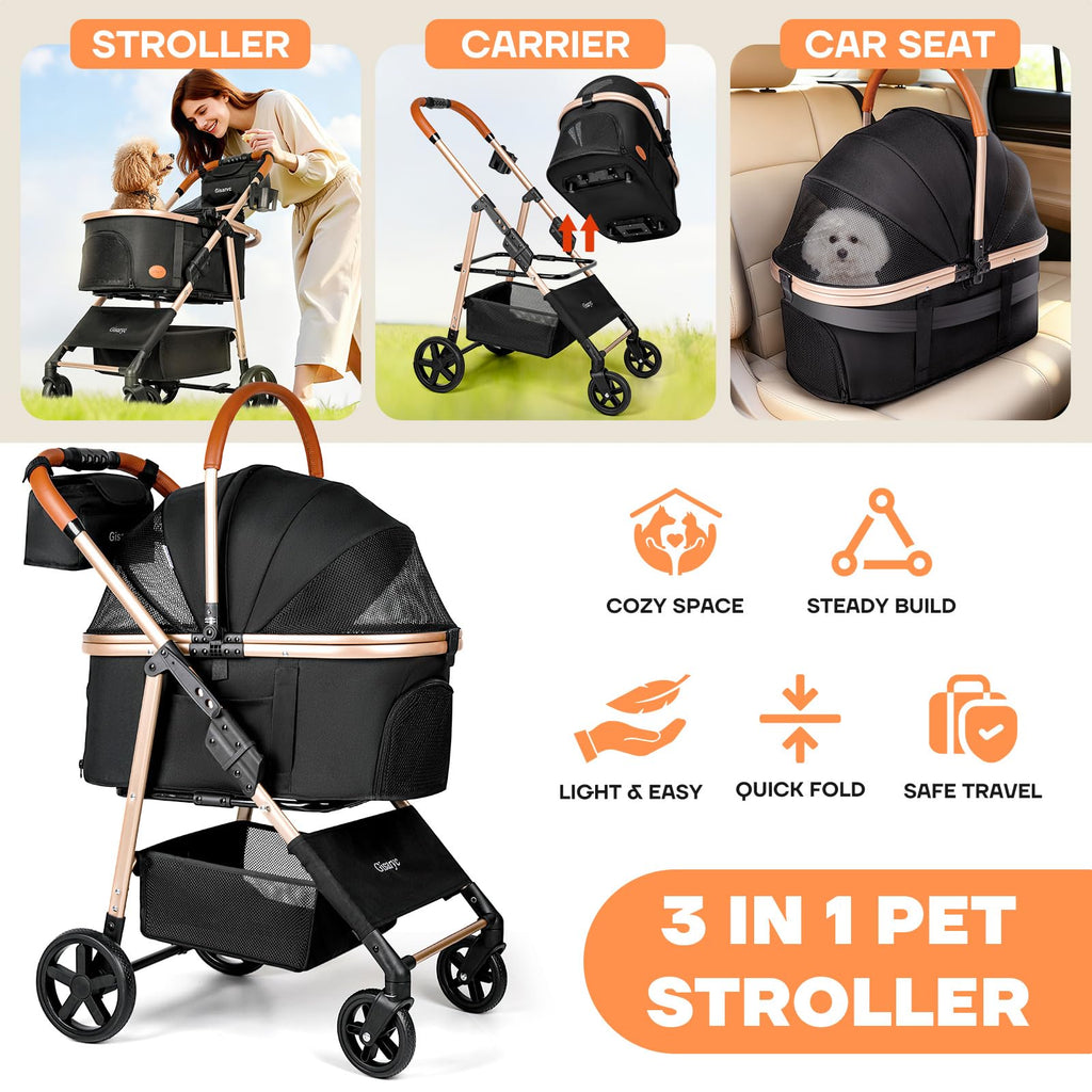 Black 3-in-1 Pet Stroller T47671
