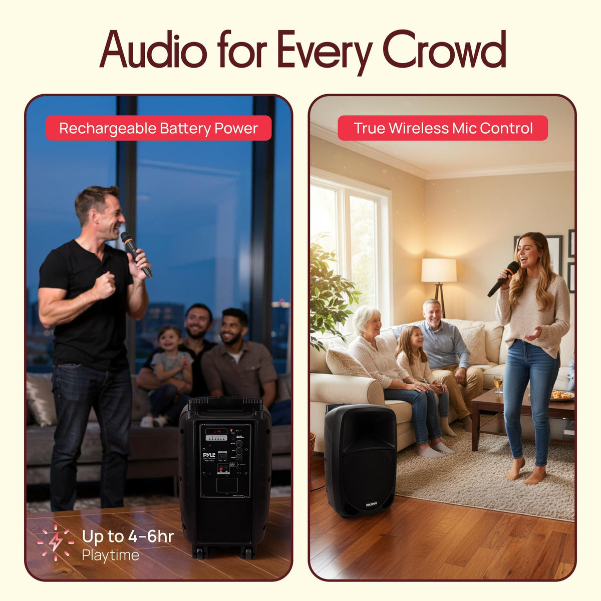 1000W Portable Bluetooth PA Speaker with 10'' Subwoofer and Wireless Mic R111950