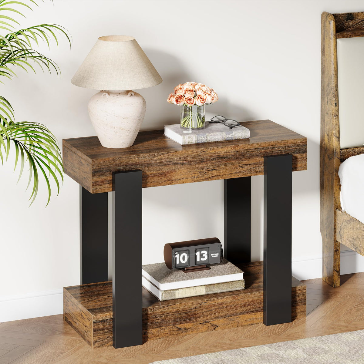 2-Tier Narrow End Table with Storage Shelf Z7826