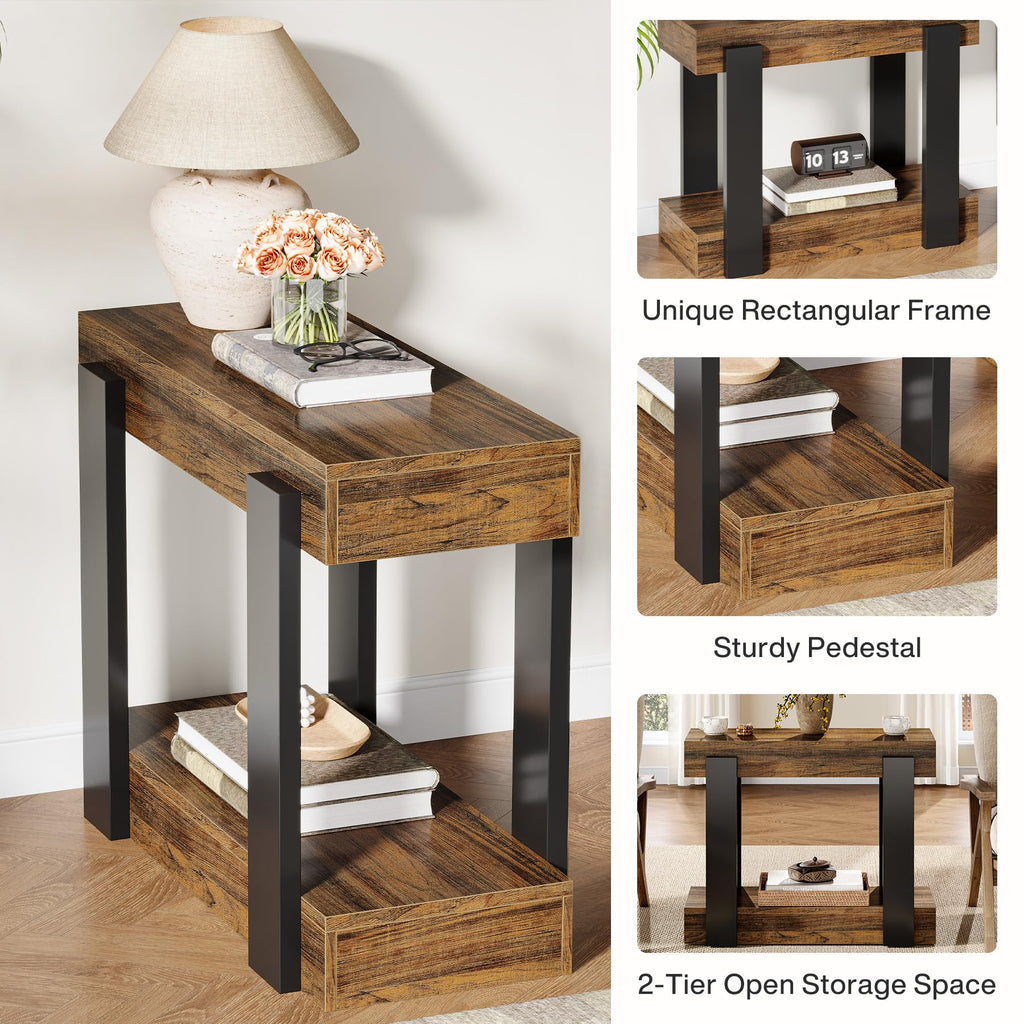 2-Tier Narrow End Table with Storage Shelf Z7826