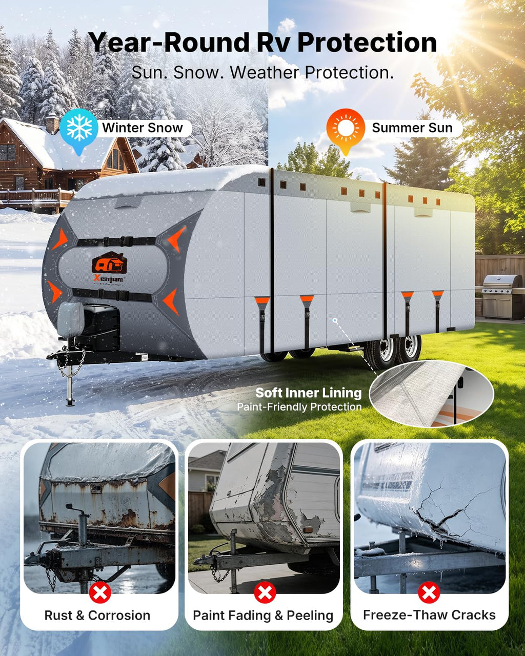 14-16FT Heavy Duty Rip-Stop RV Cover with Storage Bag K318613