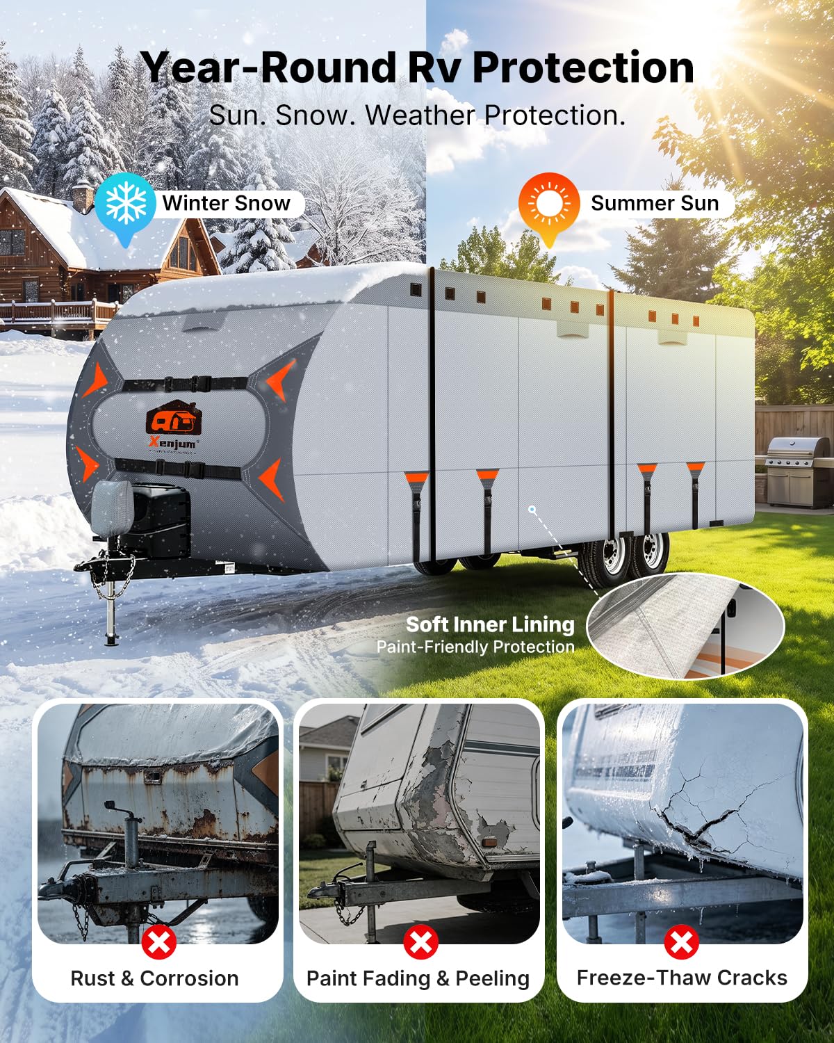 14-16FT Heavy Duty Rip-Stop RV Cover with Storage Bag K318613
