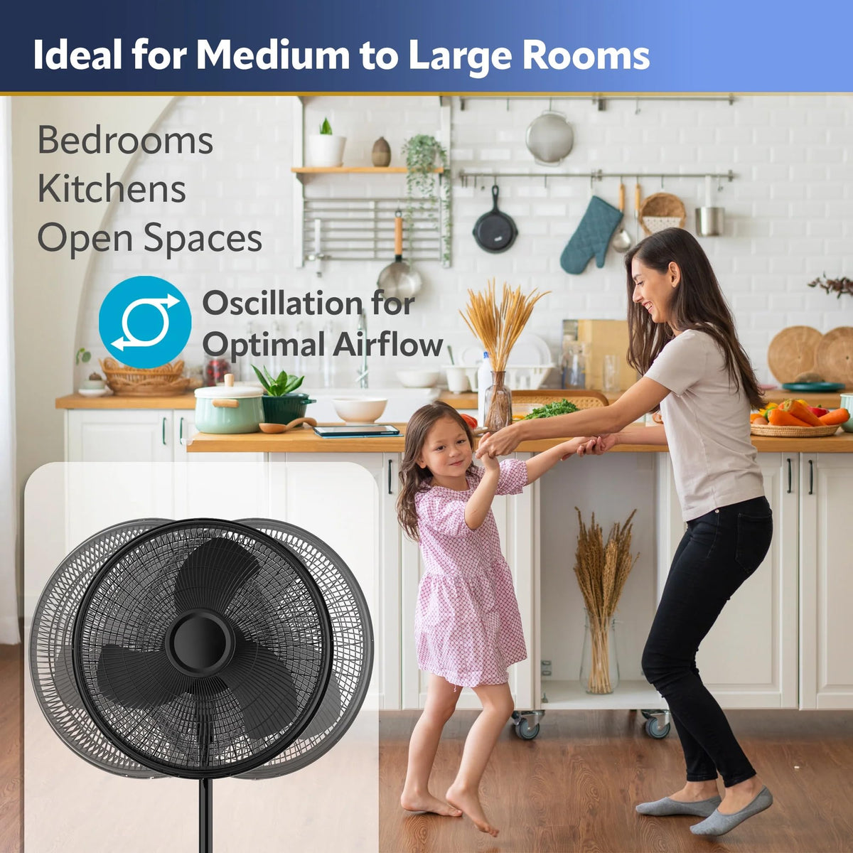 16" Oscillating Adjustable Pedestal Fan X1654