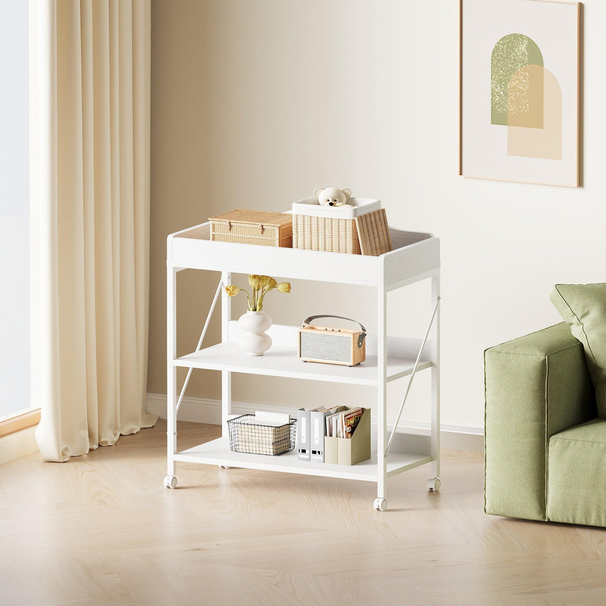 White Baby Changing Table with Pad W86169