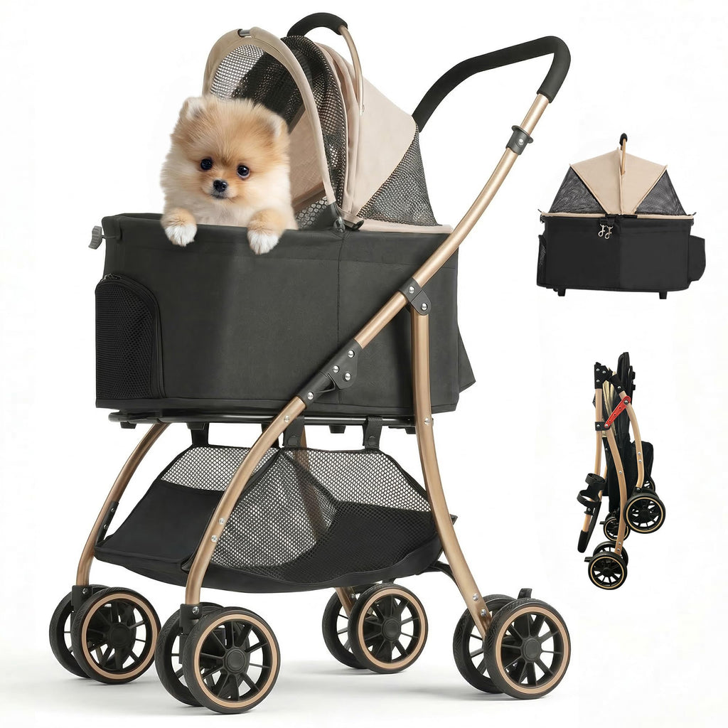 Pet Stroller with 4 Pu Wheels Foldable D68705