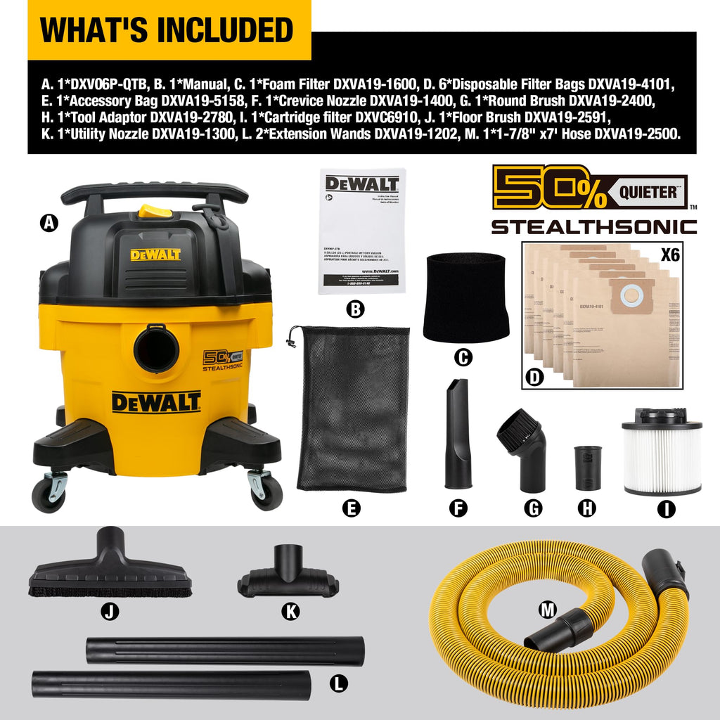 6 Gal 5 HP Quiet Wet and Dry Shop Vacuum U9530