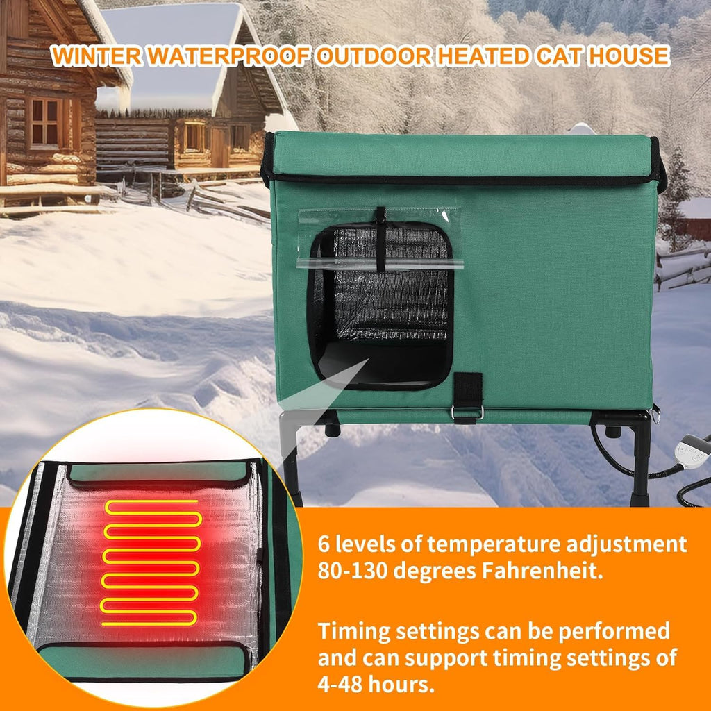 21" Heated Cat House with Heating Pet Pad H3813