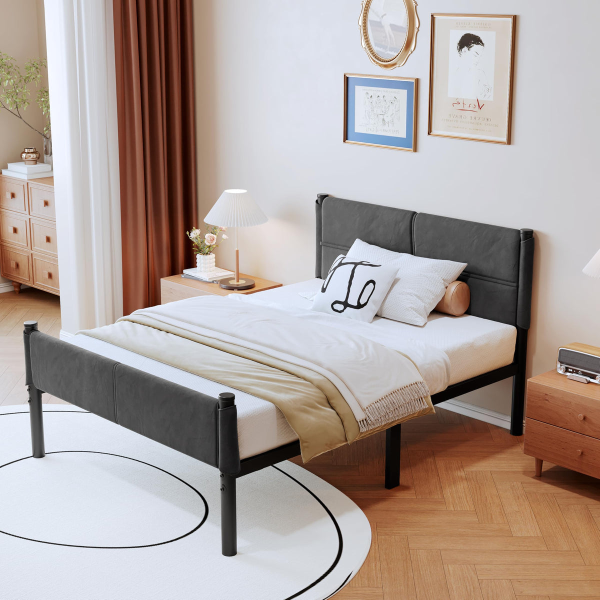 14 Inch Twin Size Grey Metal Bed Frame L548719