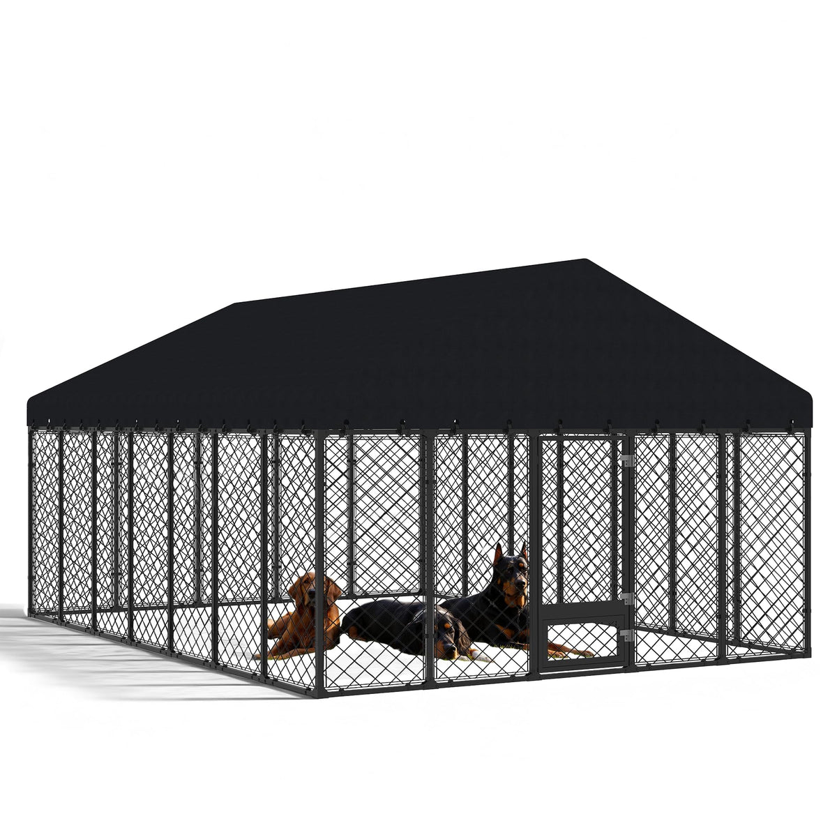 10x14FT Outdoor Dog Kennel with Roof E16068