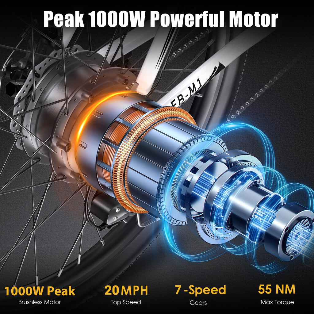 1000W 50Miles 26" Electric Mountain Bike with 48V Removable Battery L94287