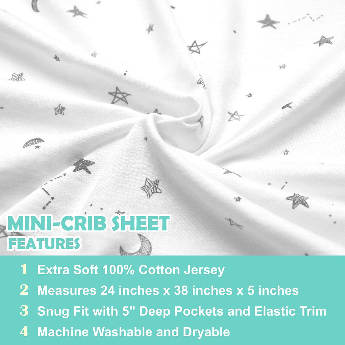 3 Pack Fitted Mini Crib Sheet 38x24" D488768