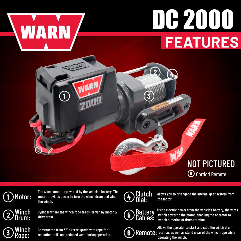 12V Electric Winch with 2000 lb Pulling Capacity C6685