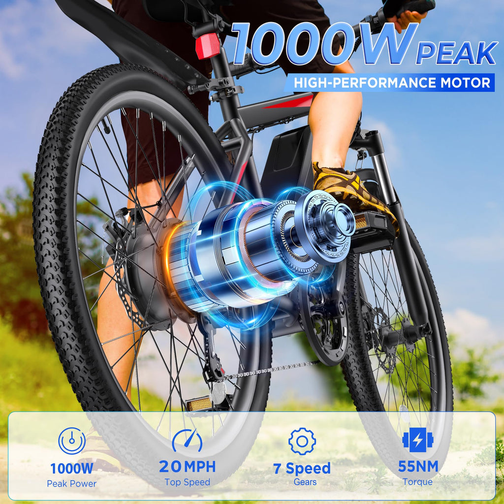 26" Electric Mountain Bike with 1000W Peak Motor X311
