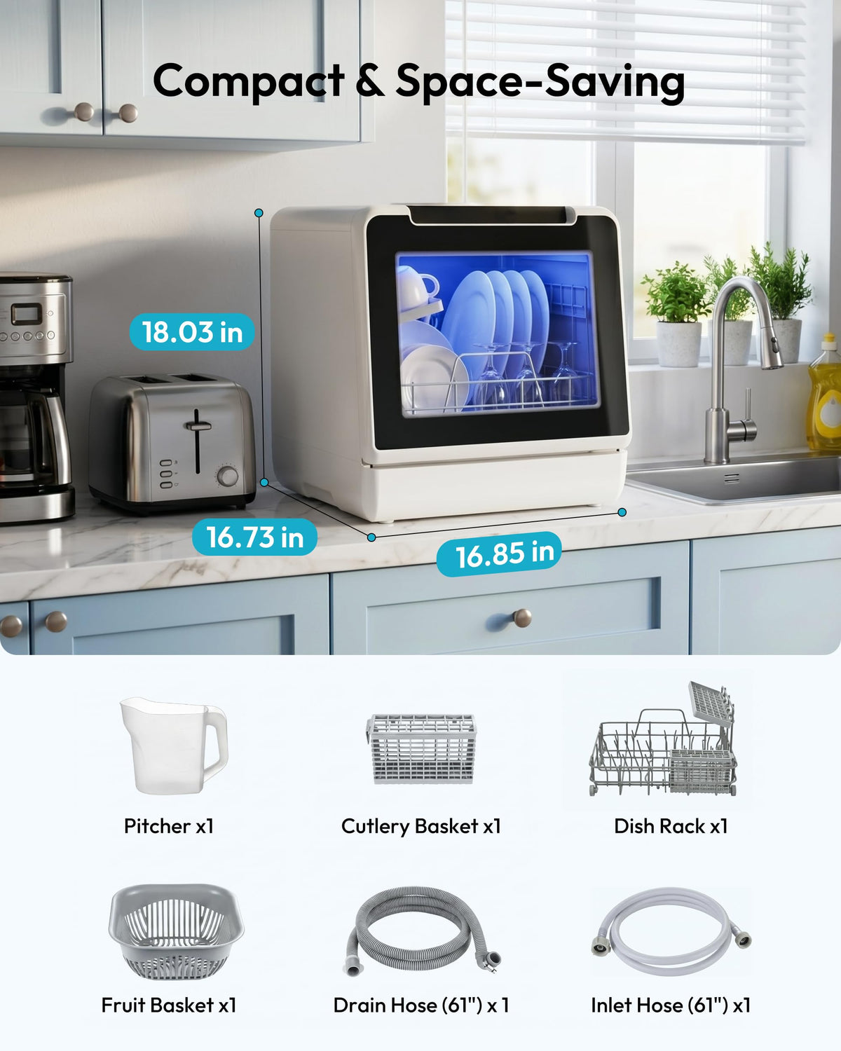 Countertop Dishwasher Portable with 5L Tank S8972