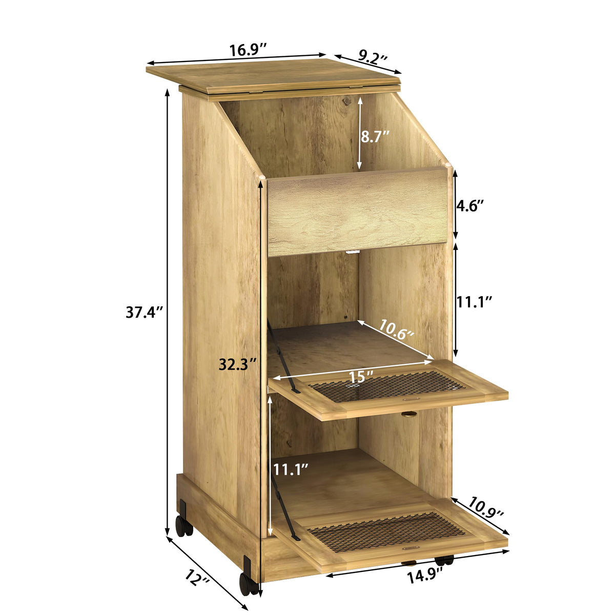 3 Tier Wooden Potato and Onion Storage Bin with Wheels Y6349