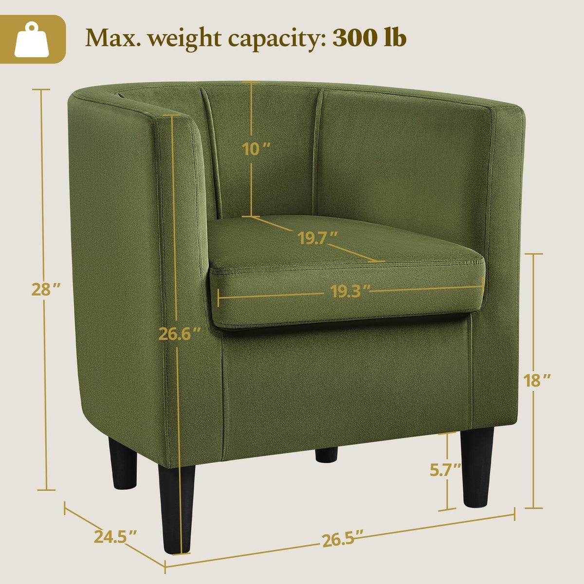 Barrel Accent Chairs Set of 2 Olive Green Z74874