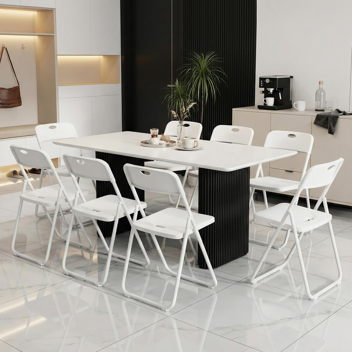 White Plastic Folding Chairs 10 Pack with Steel Frame Q973
