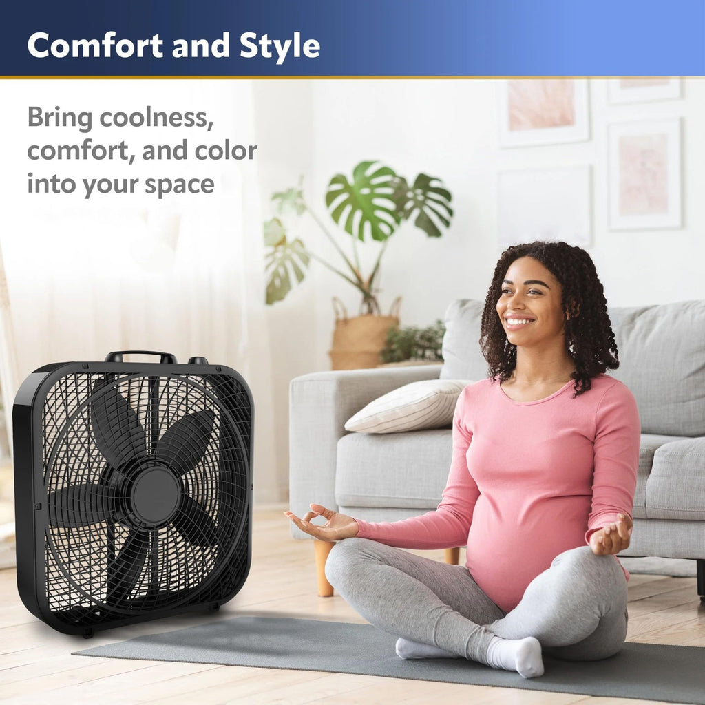20-inch Black Box Fan with Handle H9632