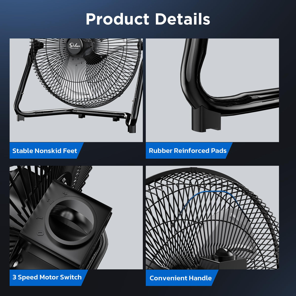 20" 3-Speed High Velocity Industrial Floor Fan, 2 Pack V14721