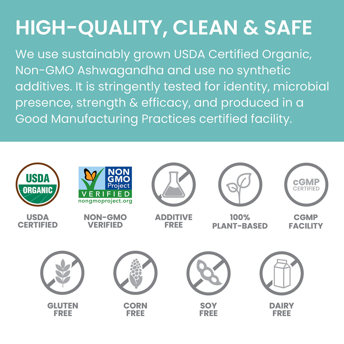USDA Organic Ashwagandha Root 670 mg 60 Caplets H606025