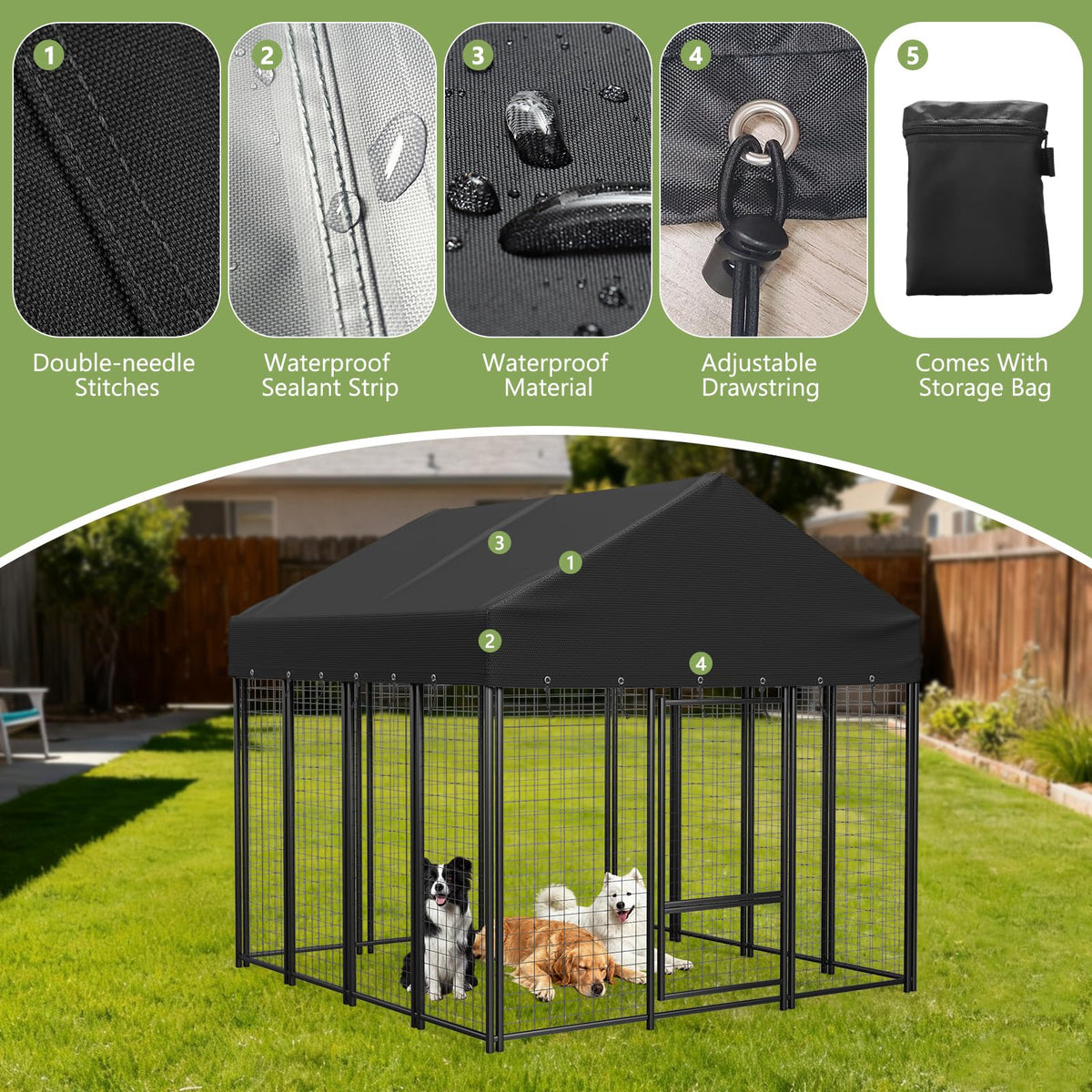 Heavy Duty Waterproof UV Resistant Dog Kennel Cover B8240