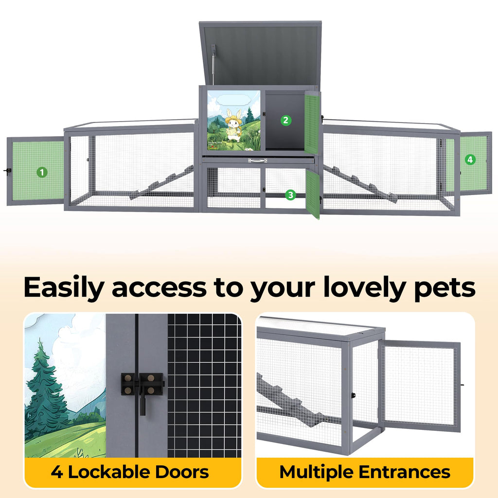 Large Wood Rabbit Hutch with Removable Tray I776