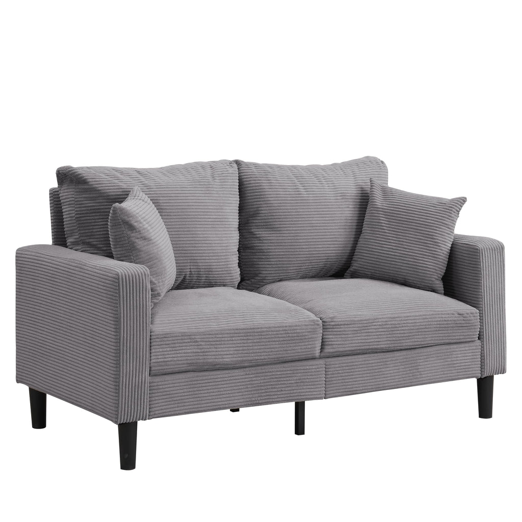 Oversized Corduroy Sofa with 2 Throw Pillows K73788