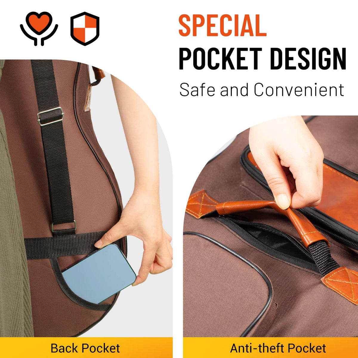 40 41 42 In 6 Pockets Water Resistent Oxford Cloth Padded Guitar Bag W9974